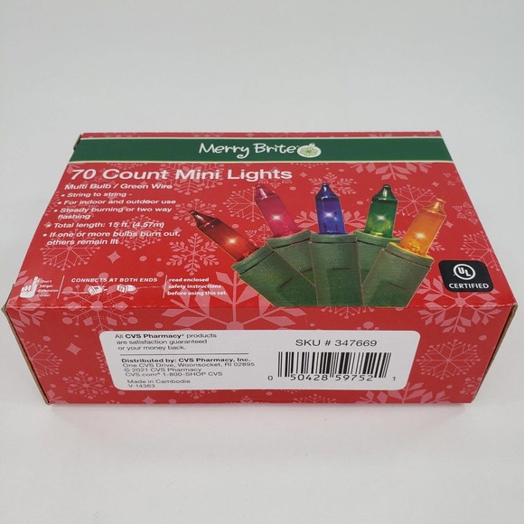 Merry Brite 70 Mini Lights Christmas Tree Multi Color Green Wire Patio Weddings - Picture 5 of 5